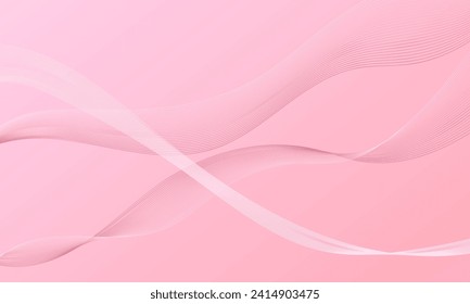 líneas lisas rosadas curvas de onda con fondo abstracto del tema de San Valentín de gradiente suave