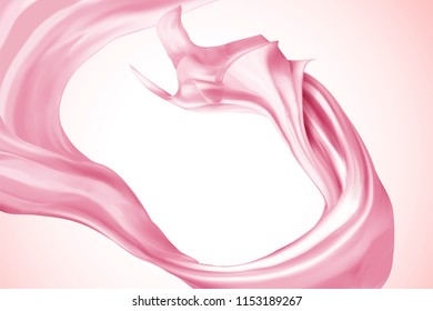 Pink smooth satin design element in 3d illustration