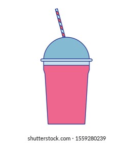 pink smoothie cup icon over white background, vector illustration