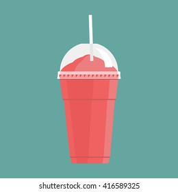 Pink Smoothie Flat Vector Icon
