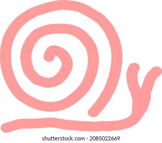 Pink snail crawling on the grass.