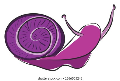 Ilustración vectorial de caracol rosa sobre fondo blanco