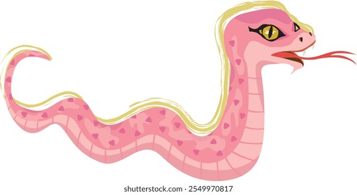 A pink snake isolated on white background. Year of the Serpent. Vector illustration.