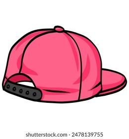 Pink Snapback Cap Backward Hat Illustration Vector Icon