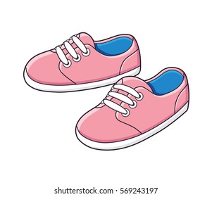 Pink sneakers vector isolated.