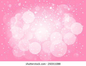 Pink snow bokeh background. Vector EPS10.