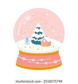 Pink Snow Globe with Winter Scene
