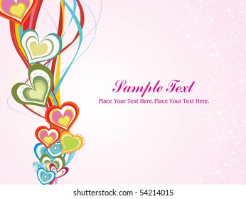 pink snowflake background with colorful heart, stripes