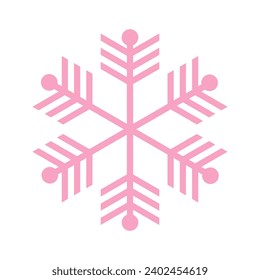 rosafarbene Schneeflocke. Weihnachtsdesign. Vektorgrafik einzeln auf weißem Hintergrund