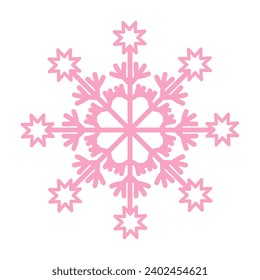 Pink snowflake. Christmas design. Vector illustration isolated on white background