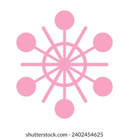 Pink snowflake. Christmas design. Vector illustration isolated on white background