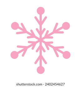 rosafarbene Schneeflocke. Weihnachtsdesign. Vektorgrafik einzeln auf weißem Hintergrund