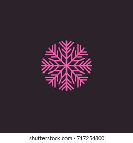 Pink Snowflake flat icon. Snow pictogram. Winter symbol. Vector illustration, EPS10