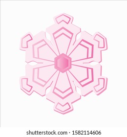 Pink Snowflake Vector Illustration on White Background - Christmas and Winter Element
