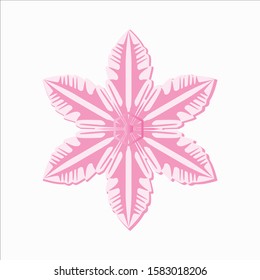 Pink Snowflake Vector Illustration on White Background - Christmas and Winter Element