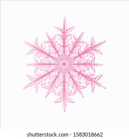 Pink Snowflake Vector Illustration on White Background - Christmas and Winter Element