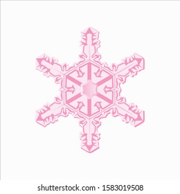 Pink Snowflake Vector Illustration on White Background - Christmas and Winter Element