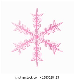 Pink Snowflake Vector Illustration on White Background - Christmas and Winter Element