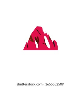 PINK SNOWY HILL DESIGN ELEMENT, SIGN, SYMBOL ON WHITE