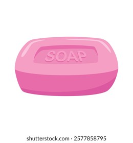 Pink soap bar with SOAP word displayed, perfect for bathroom product advertisements, hygienerelated designs, and soap packaging visuals.