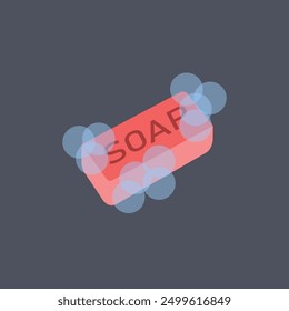 pink soap with bubbles in flat vector design.