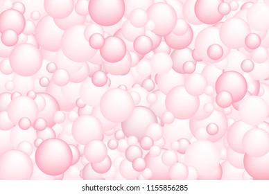 Pink soap foam bubbles vector concept, abstract shampoo soapy effect background. Water and detergent foam bubbles illustration. Circles sphere elements background for hygiene cosmetics soap or shampoo