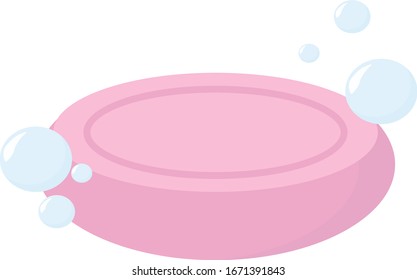 Pink soap, illustration, vector on white background.