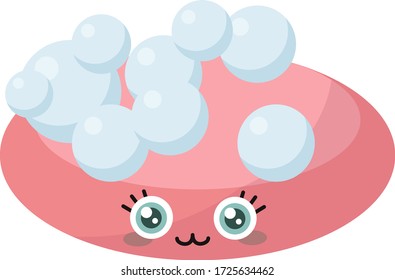 Pink soap, illustration, vector on white background