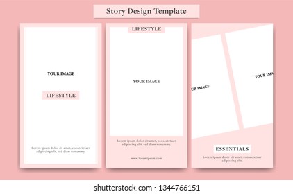 Pink Social Media Instagram Story Design Template Set For Fashion, Cosmetic, Event, Or Promotion