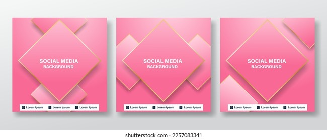 pink social media post background with golden outline