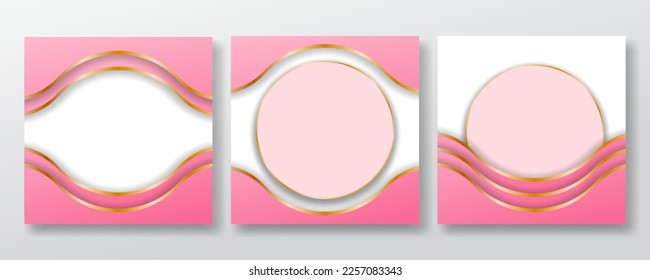 pink social media post background with golden outline