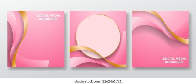pink social media post background with golden outline