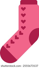 Pink sock adorned with playful hearts, symbolizing love and affection, creating a cozy and warm vibe, ideal for celebrating valentine s day and expressing romantic feelings