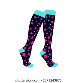 Pink socks with black gaming icons Illustration. Ideal for fashion projects, clothing catalogs, digital prints, or playful design themes.