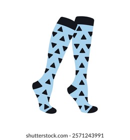 Pink socks with teal X prints Illustration. Ideal for fashion projects, clothing catalogs, digital prints, or playful design themes.