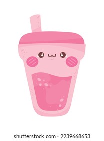 pink soda kawaii comic character