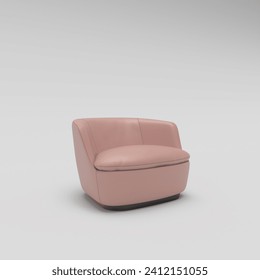 A pink sofa or armchair is rendered on a white background