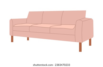 Pink Sofa in cartoon style flat design vector illustration , living furniture , doodle style on white background for different interior design uses.