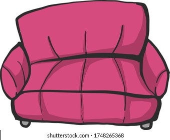 sofá rosa , ilustración, vector sobre fondo blanco