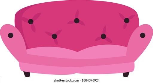 rosafarbenes Sofa, Vektorgrafik auf weißem Hintergrund