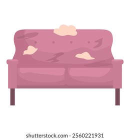 Pink sofa needing cleaning or reupholstering, great for topics like furniture restoration, second hand furniture, or home renovation