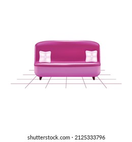pink sofa on white background