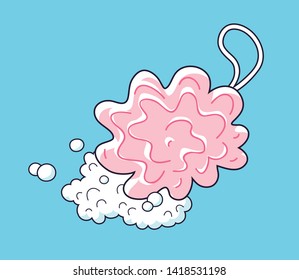Pink soft bath puff with foam
