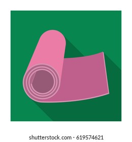 Pink soft Mat for the warm up before training.Gym And Workout single icon in flat style vector symbol stock illustration.