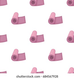 Pink soft Mat for the warm up before training.Gym And Workout pattern icon in cartoon style vector symbol stock illustration.