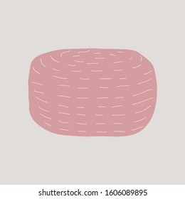 Pink soft ottoman isolated on a light background. Elements for home decorations. Comfortable interior in decorated in Scandinavian style. Flat vector illustration.
