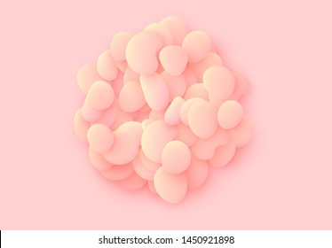 Pink soft Round sphere isolated background. Design elements of liquid rounded plastic shapes, smooth sea stones, Flat Liquid splash bubble. 3d fluid objects. Modern abstract pattern organic substances