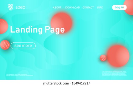 Pink soft spheres. Abstract background. 3d geometric shapes. Landing page. Coral colour. Website template. Web design landing page. Vector illustration.