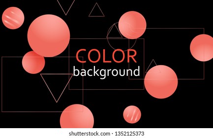 Pink soft spheres. Abstract background. 3d geometric shapes. Landing page. Coral colour. Website template. Web design landing page. Vector illustration.