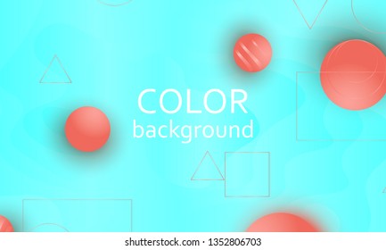 Pink soft spheres. Abstract background. 3d geometric shapes. Landing page. Coral colour. Website template. Web design landing page. Vector illustration.